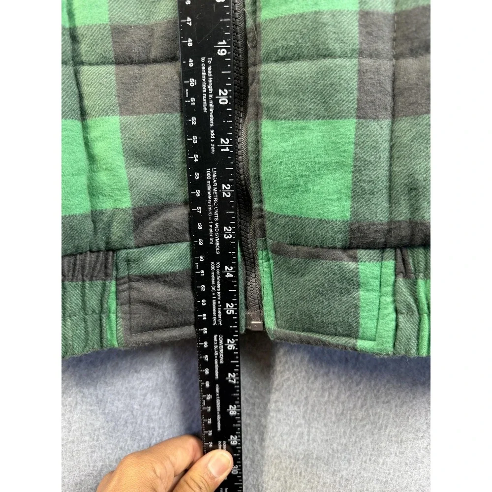 Vintage Greatland Vest Mens Medium Green Plaid Quilted Flannel Insulated 90s
